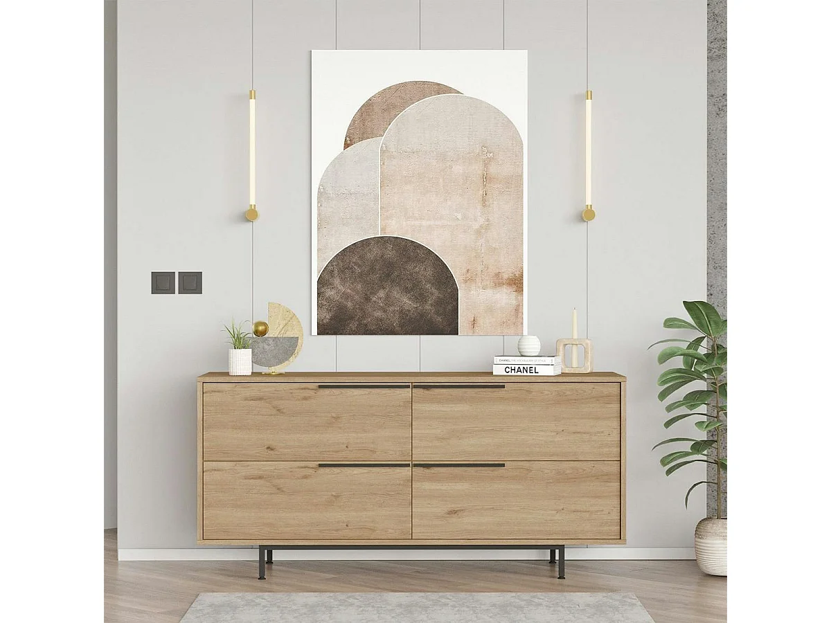 Buffet design moderne effet bois à ouverture frontale VAREN