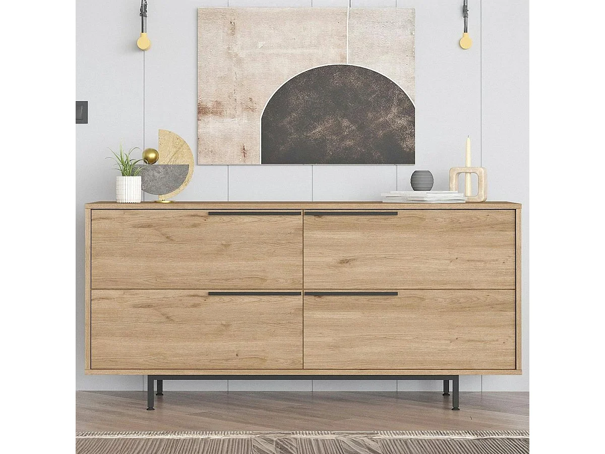 Buffet design moderne effet bois à ouverture frontale VAREN