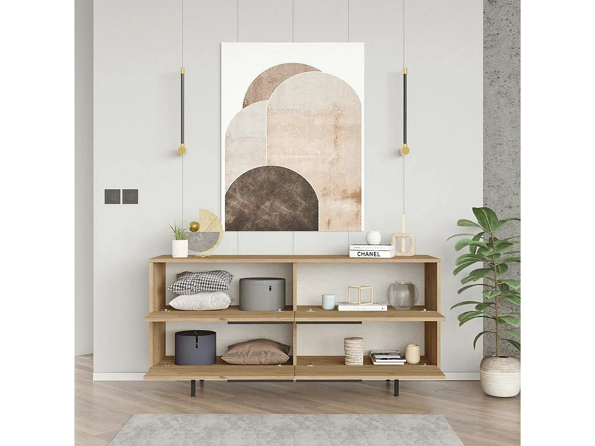 Buffet design moderne effet bois à ouverture frontale VAREN