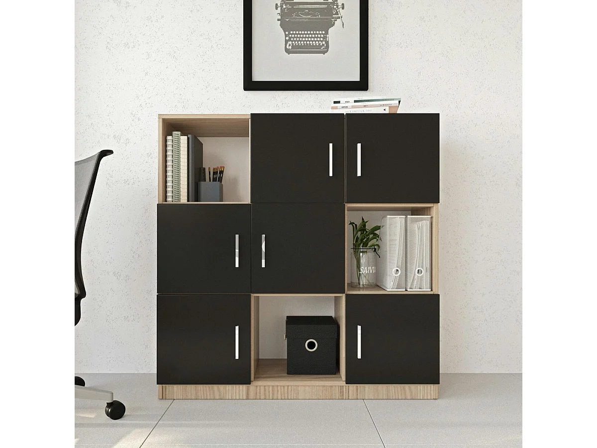 Bibliothèque design damier 6 rangements noirs MARFA