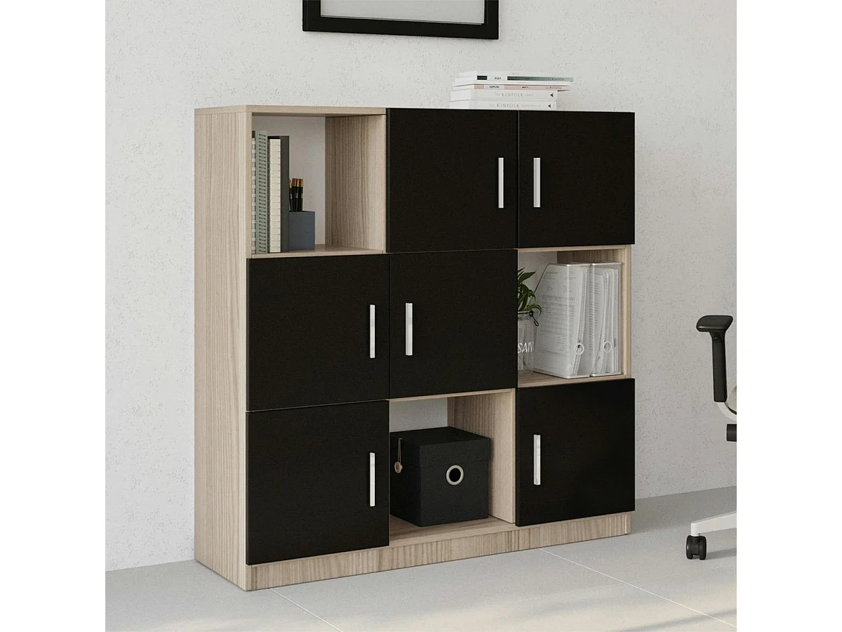 Bibliothèque design damier 6 rangements noirs MARFA