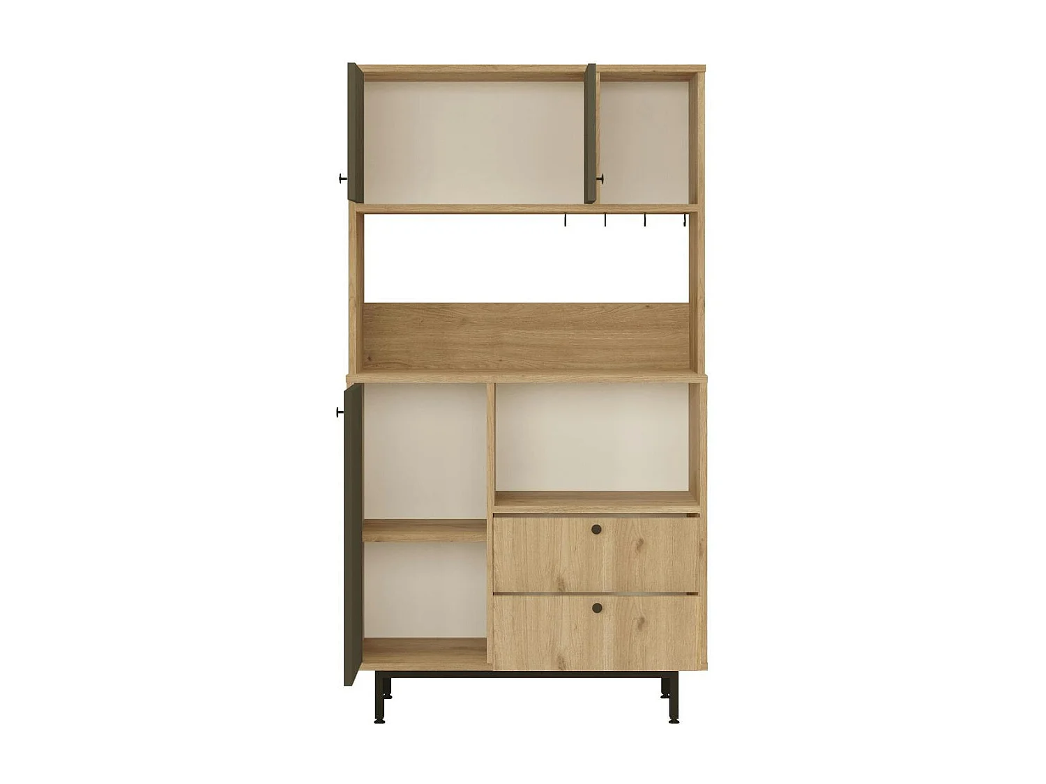 Buffet cuisine 3 portes grises avec niche micro-ondes JENA