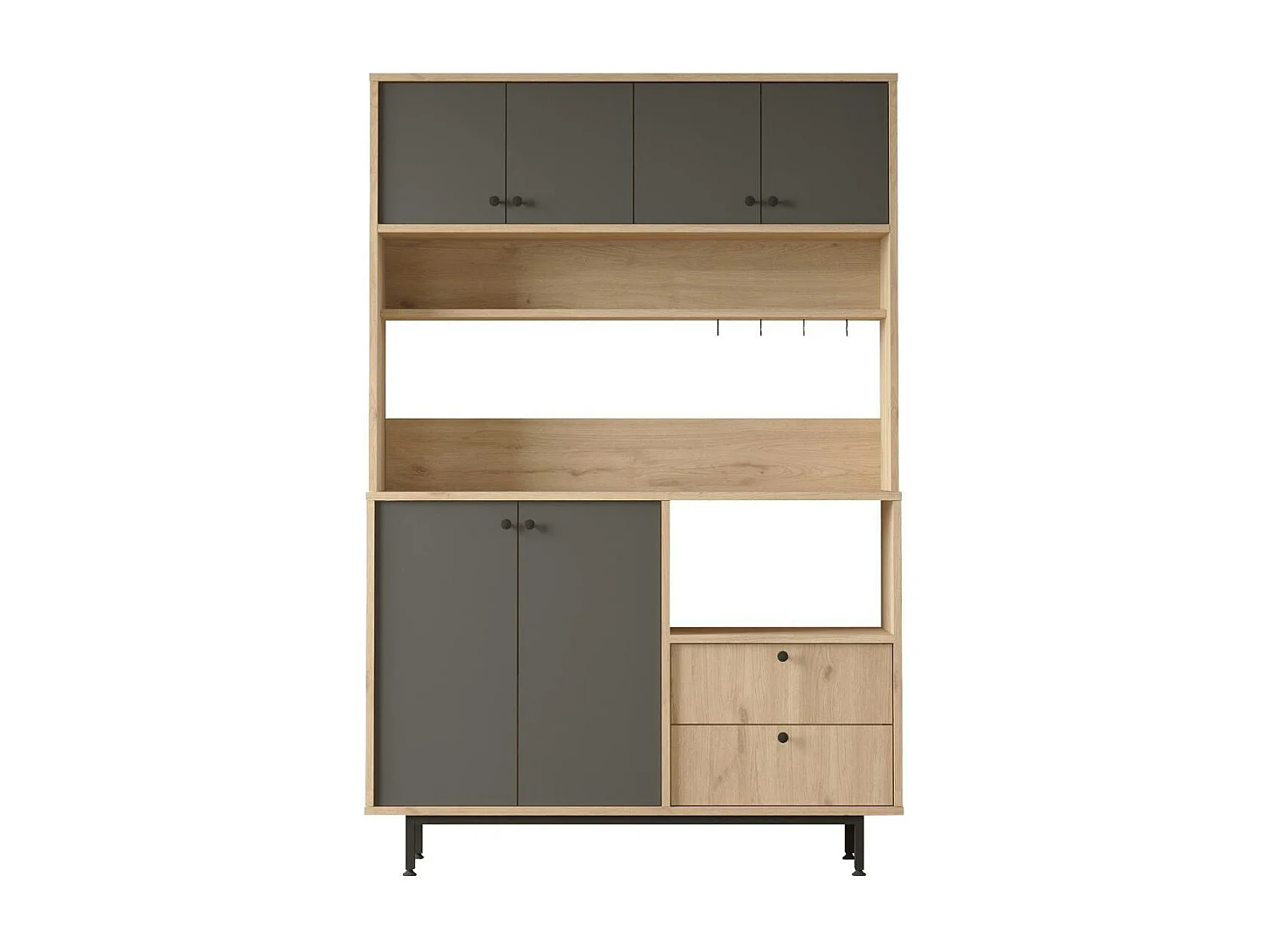 Buffet cuisine niche micro-ondes décor gris L 120 cm JENA