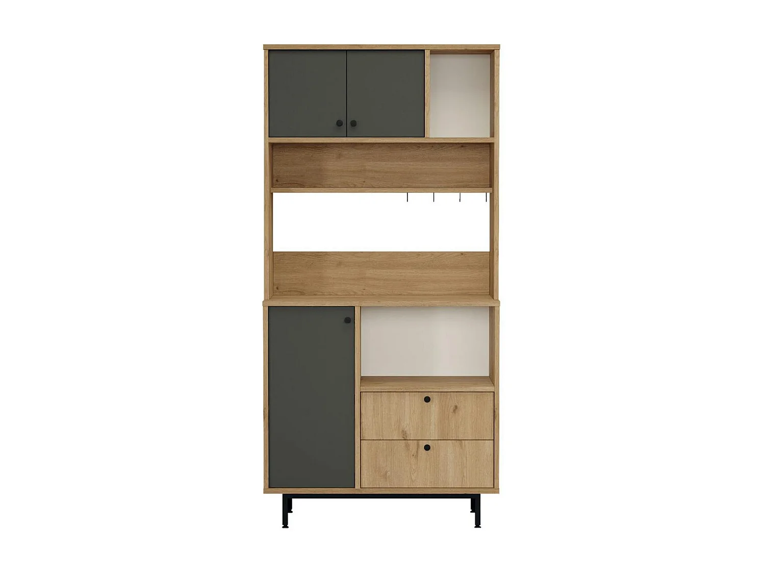 Buffet cuisine niche micro-ondes décor gris H 180 cm JENA