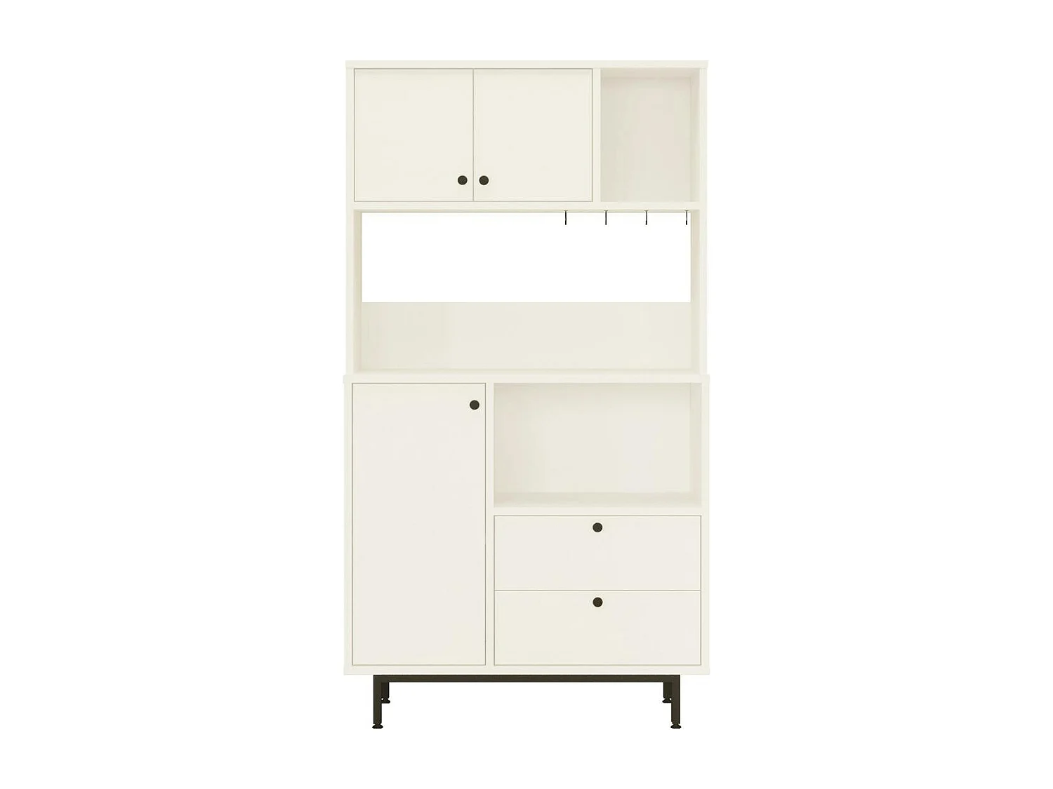 Buffet cuisine blanc niches micro-ondes et cafetière JENA