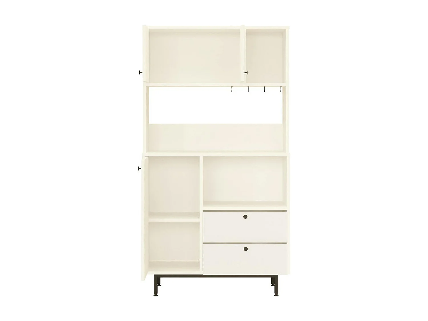 Buffet cuisine blanc niches micro-ondes et cafetière JENA