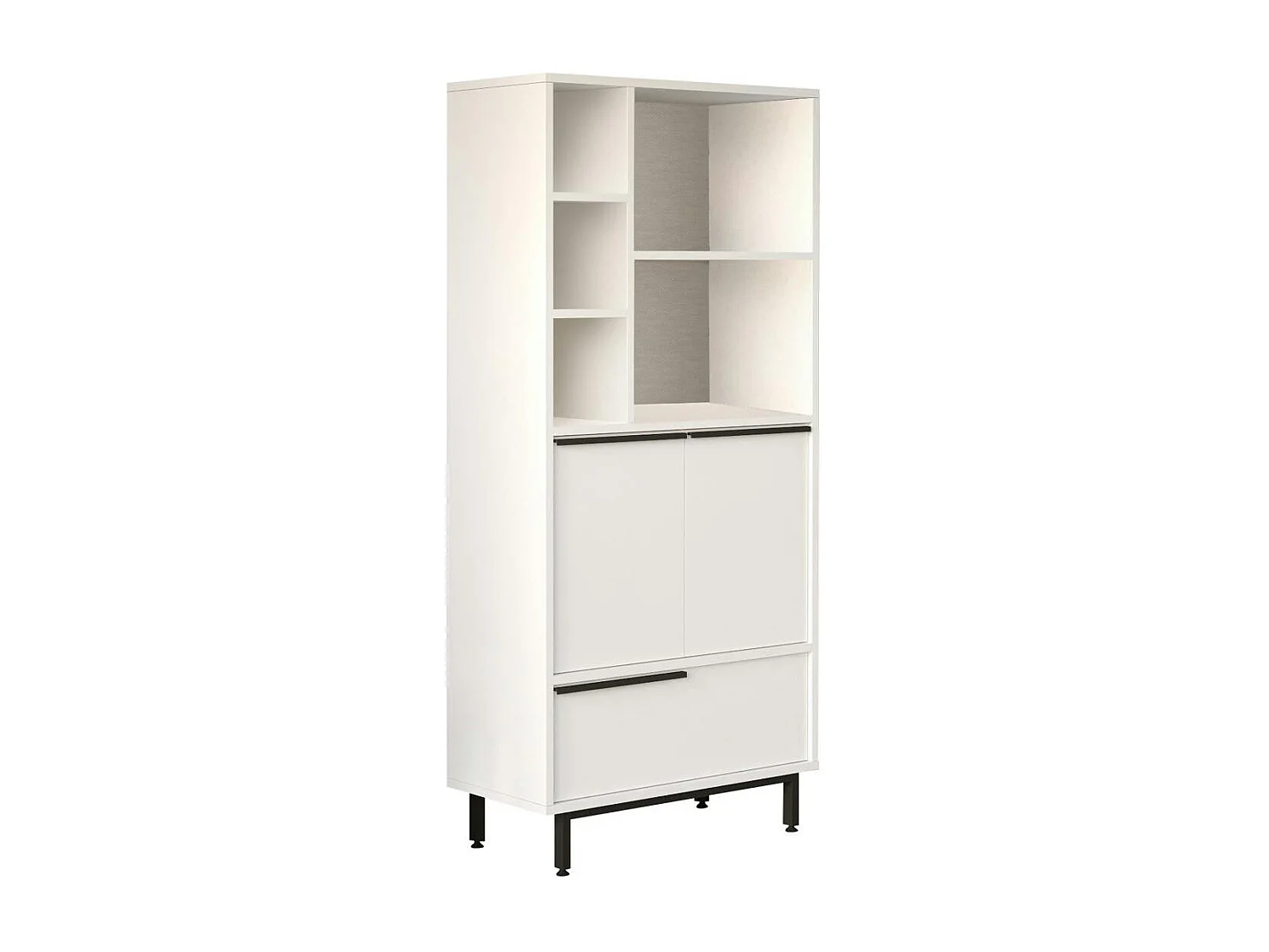 Colonne rangement cuisine blanche niche micro-ondes JENA