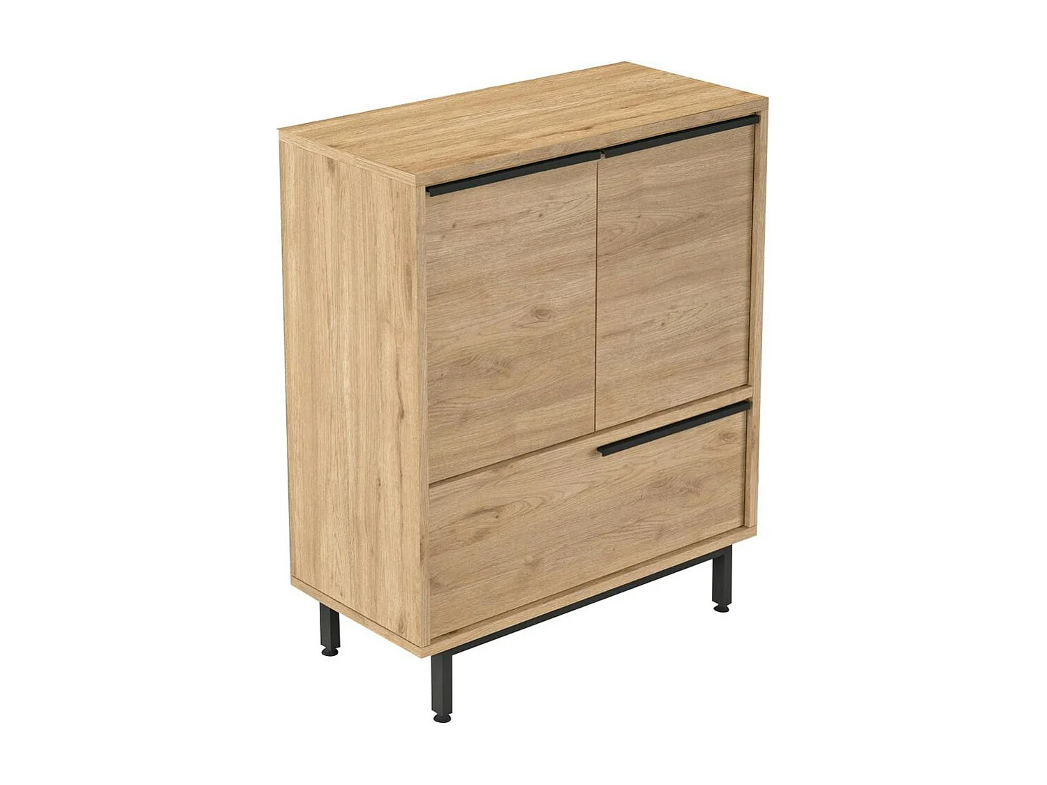 Meuble de rangement cuisine 3 portes décor bois JENA