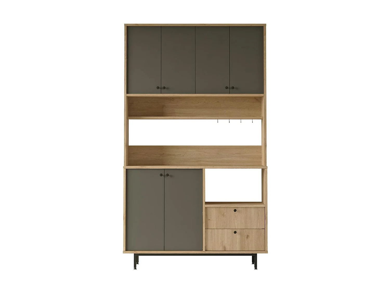 Buffet cuisine niche micro-ondes décor gris H 205 cm JENA