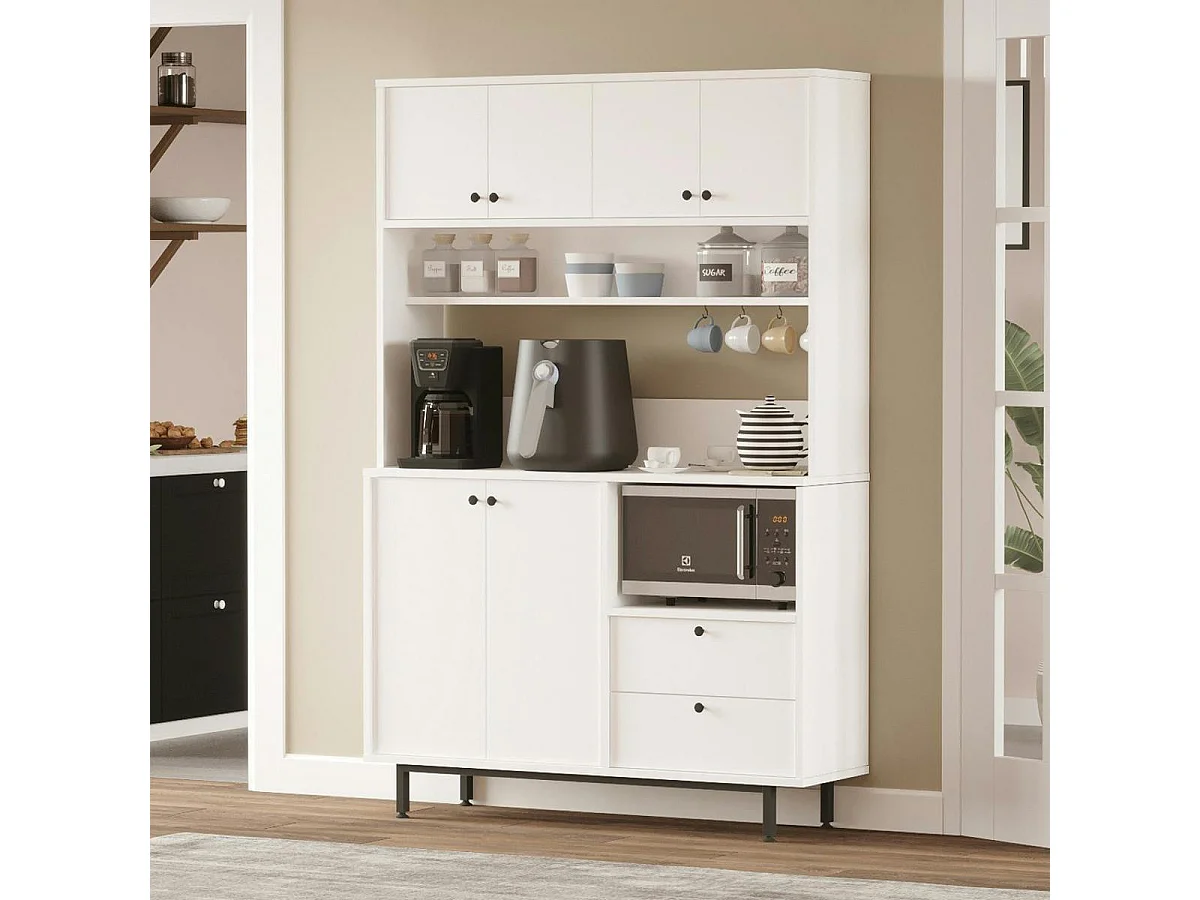 Buffet cuisine blanc avec niche micro-ondes L 120 cm JENA