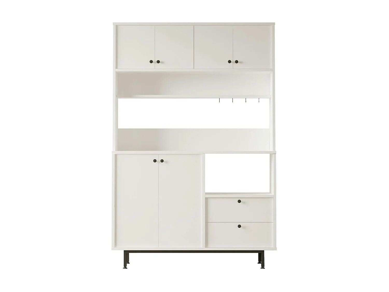 Buffet cuisine blanc avec niche micro-ondes L 120 cm JENA