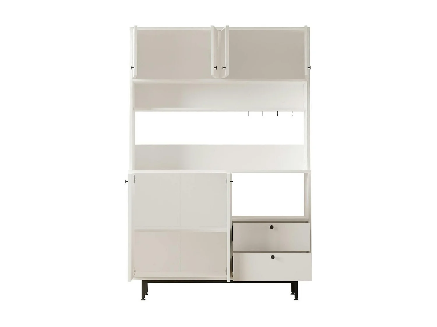 Buffet cuisine blanc avec niche micro-ondes L 120 cm JENA
