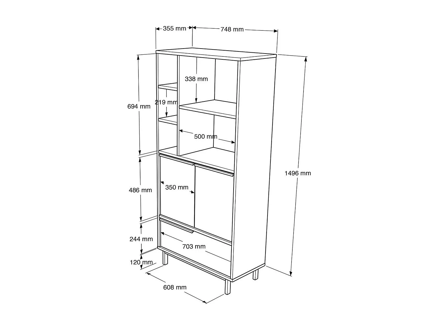 Colonne rangement cuisine cannage et niche micro-ondes JENA
