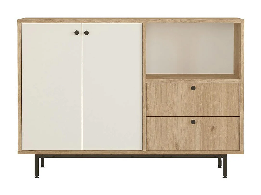 Meuble rangement cuisine 2 portes blanches 2 tiroirs JENA