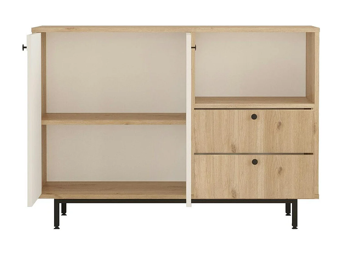 Meuble rangement cuisine 2 portes blanches 2 tiroirs JENA