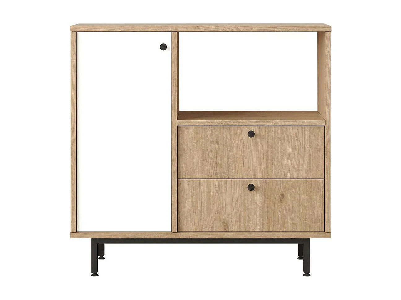 Buffet de cuisine niche micro-ondes et 1 porte blanche JENA