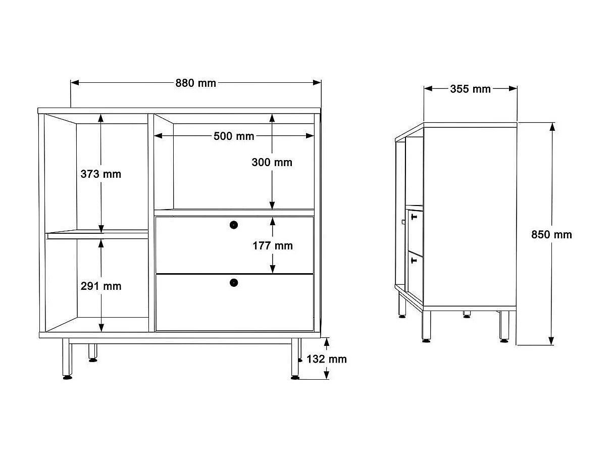 Buffet de cuisine niche micro-ondes et 1 porte blanche JENA