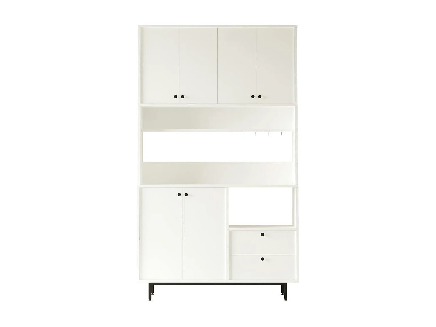 Buffet cuisine blanc avec niche micro-ondes H 205 cm JENA