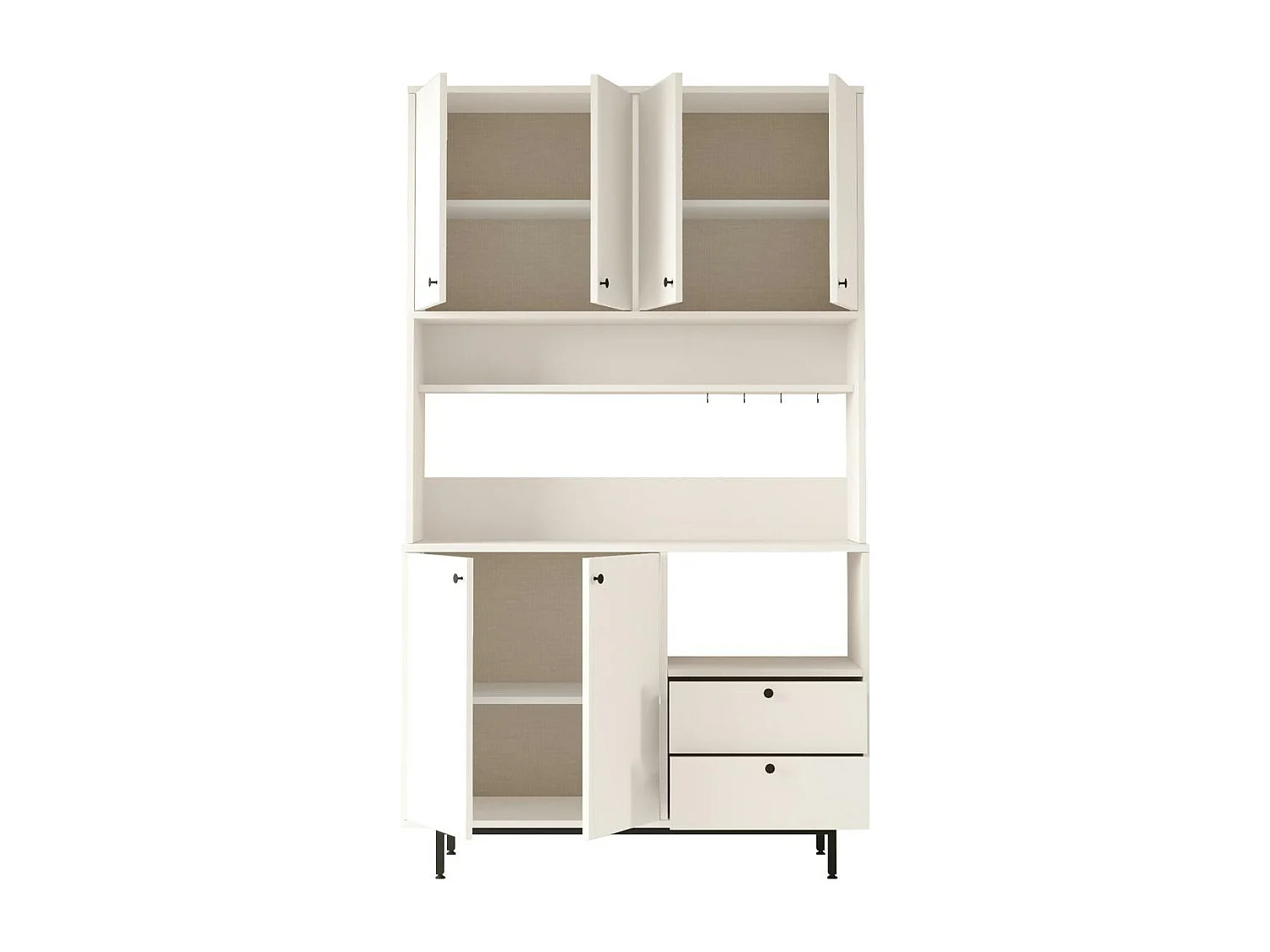 Buffet cuisine blanc avec niche micro-ondes H 205 cm JENA