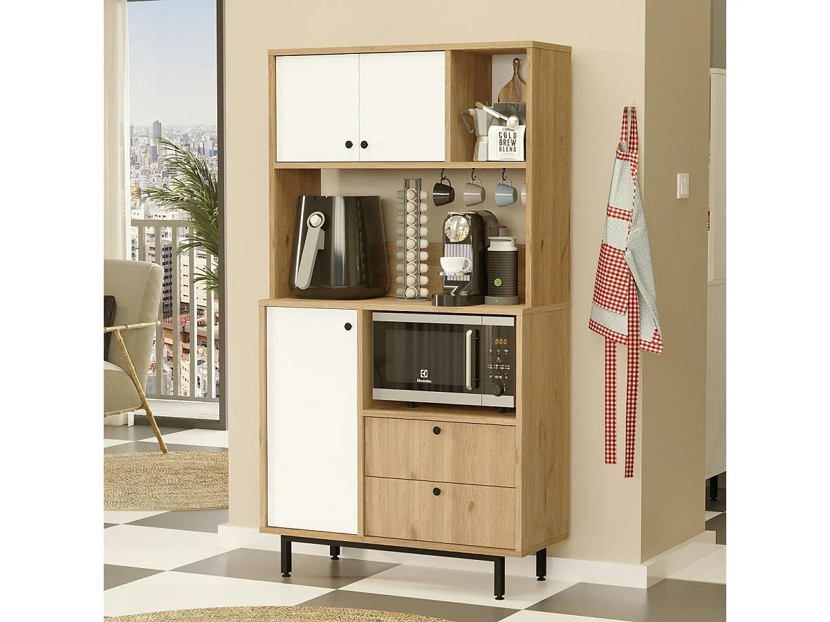 Buffet cuisine moderne niches micro-ondes et cafetière JENA