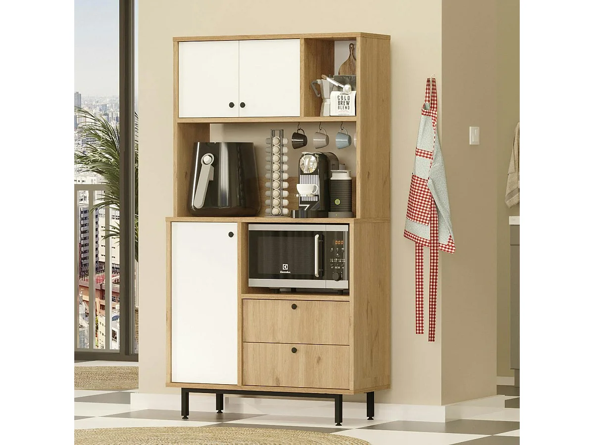 Buffet cuisine moderne niches micro-ondes et cafetière JENA