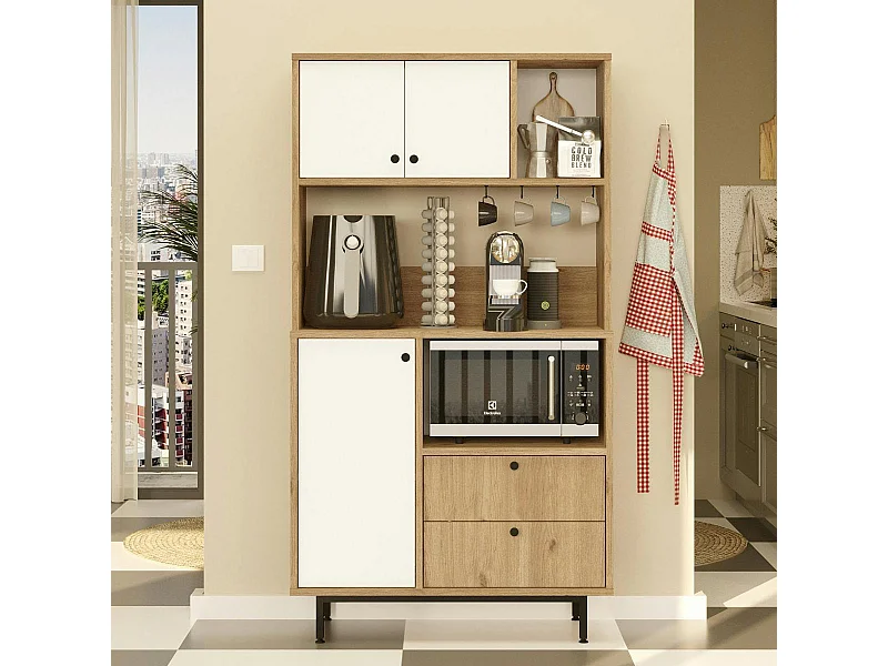 Buffet cuisine moderne niches micro-ondes et cafetière JENA