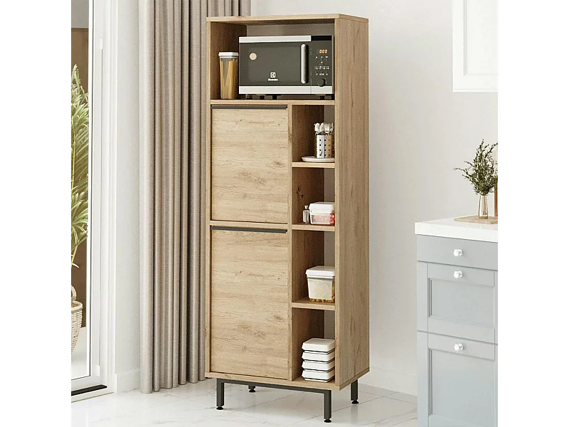 Colonne rangement cuisine niche micro-ondes décor bois JENA