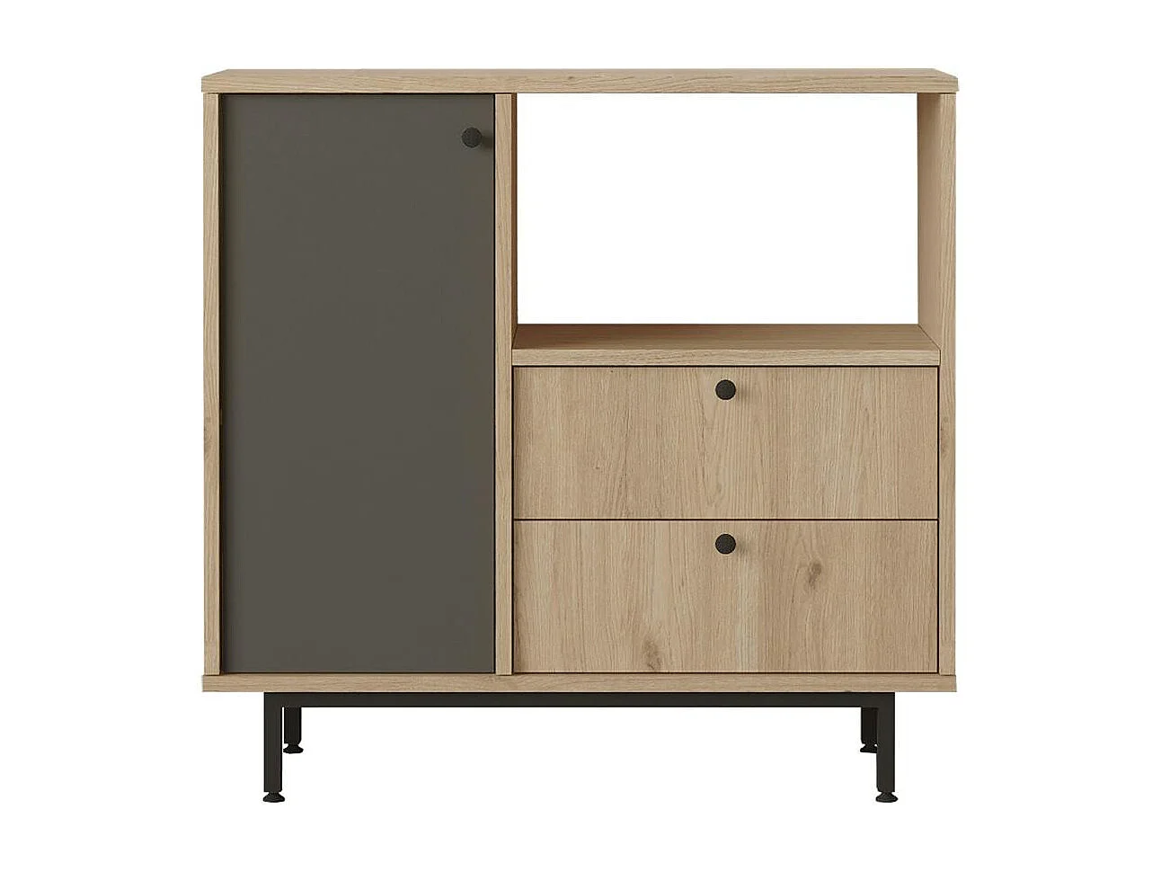 Buffet cuisine 1 porte anthracite et niche micro-ondes JENA