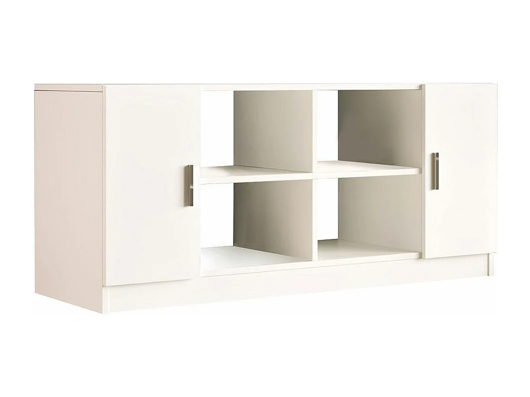 Meuble TV blanc moderne 2 portes 4 niches ouvertes MARFA