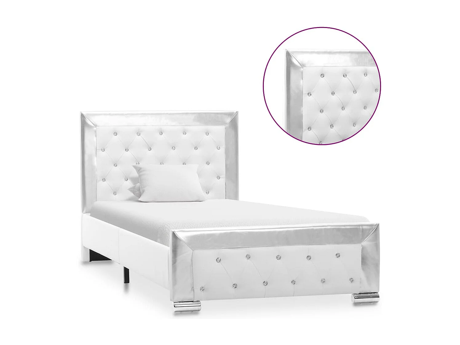 Cadre de lit Blanc Similicuir 90 x 200 cm