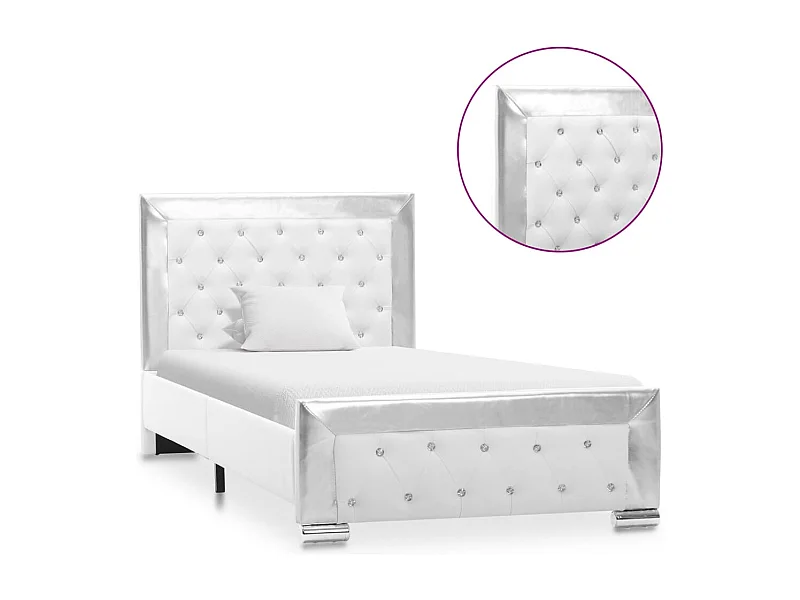 Cadre de lit Blanc Similicuir 90 x 200 cm