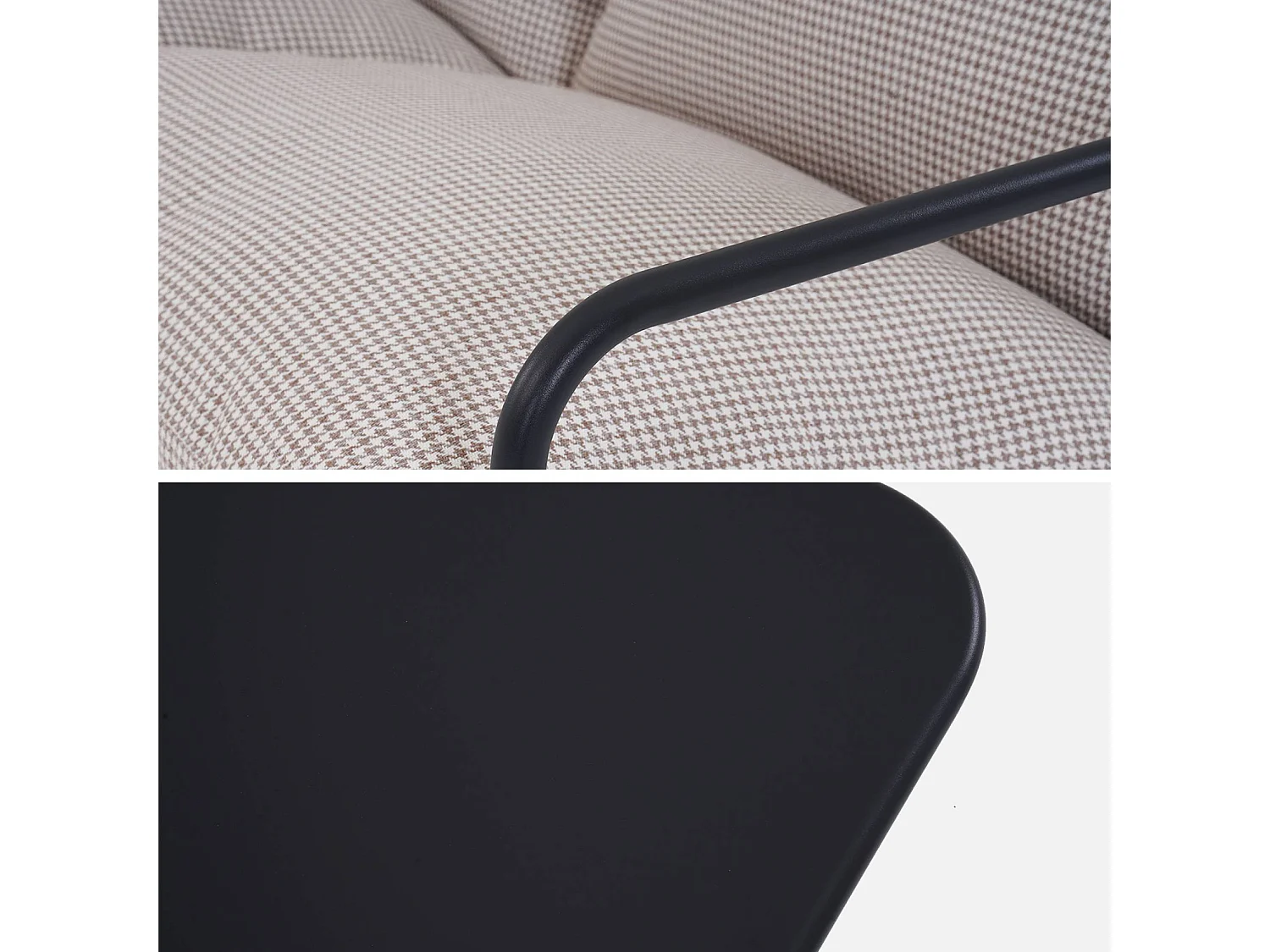 Salon de jardin 4 places avec table en métal. avec des sangles. anthracite et blanc