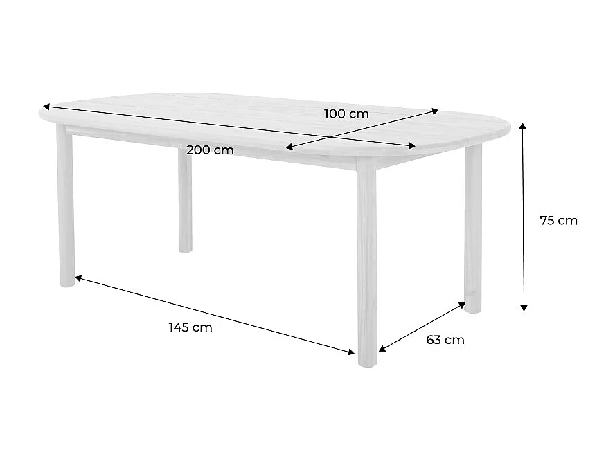 Table de jardin rectangulaire bois d'acacia 6 places naturel - Sorrento