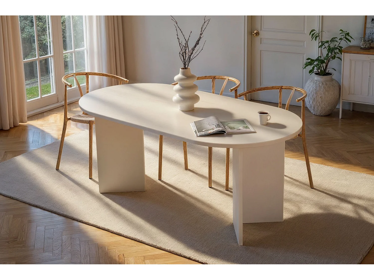 Table à manger en bois "Sablin" - 180 x 89 x 75 cm - Bois Blanc