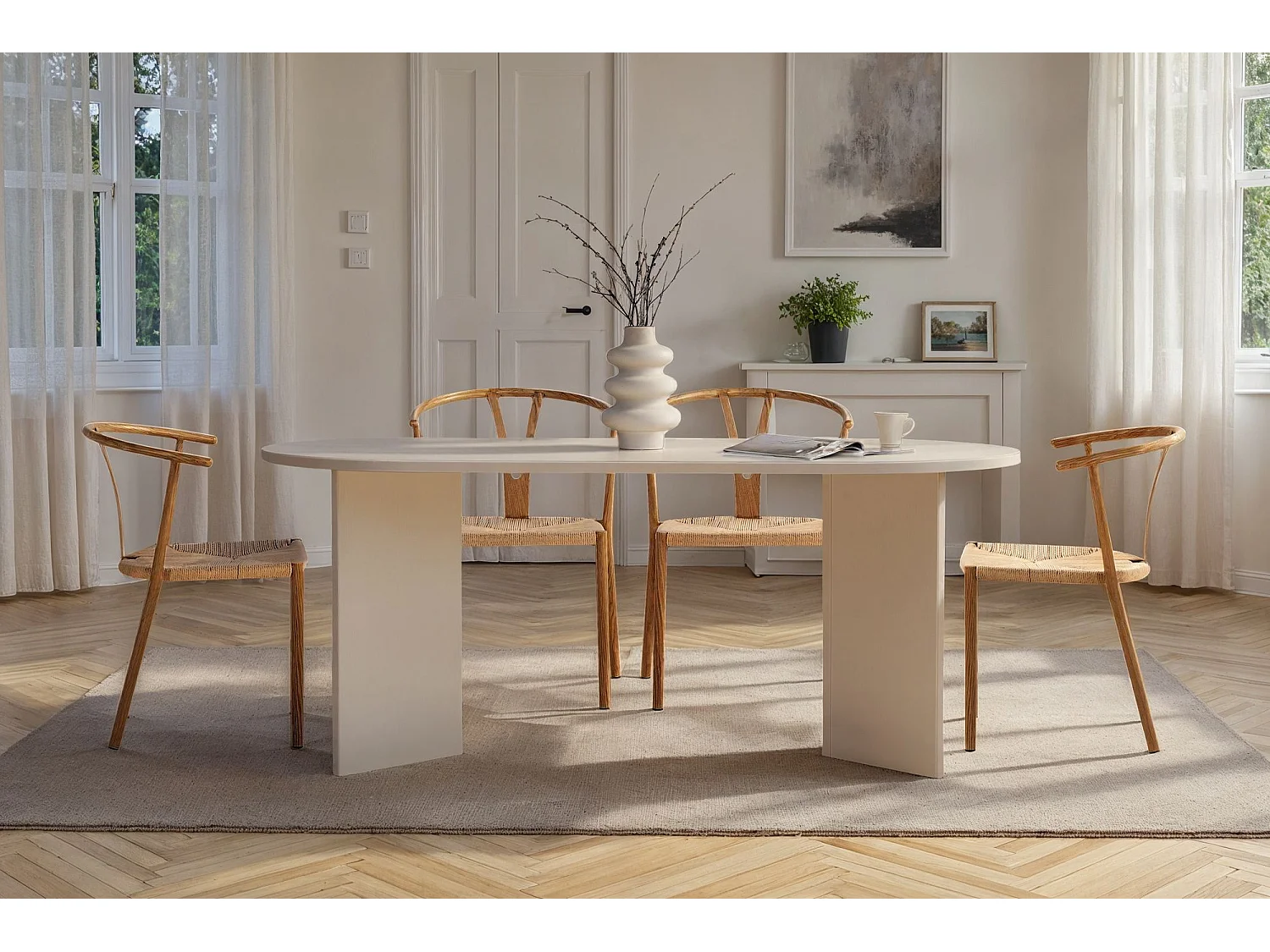 Table à manger en bois "Sablin" - 180 x 89 x 75 cm - Bois Blanc