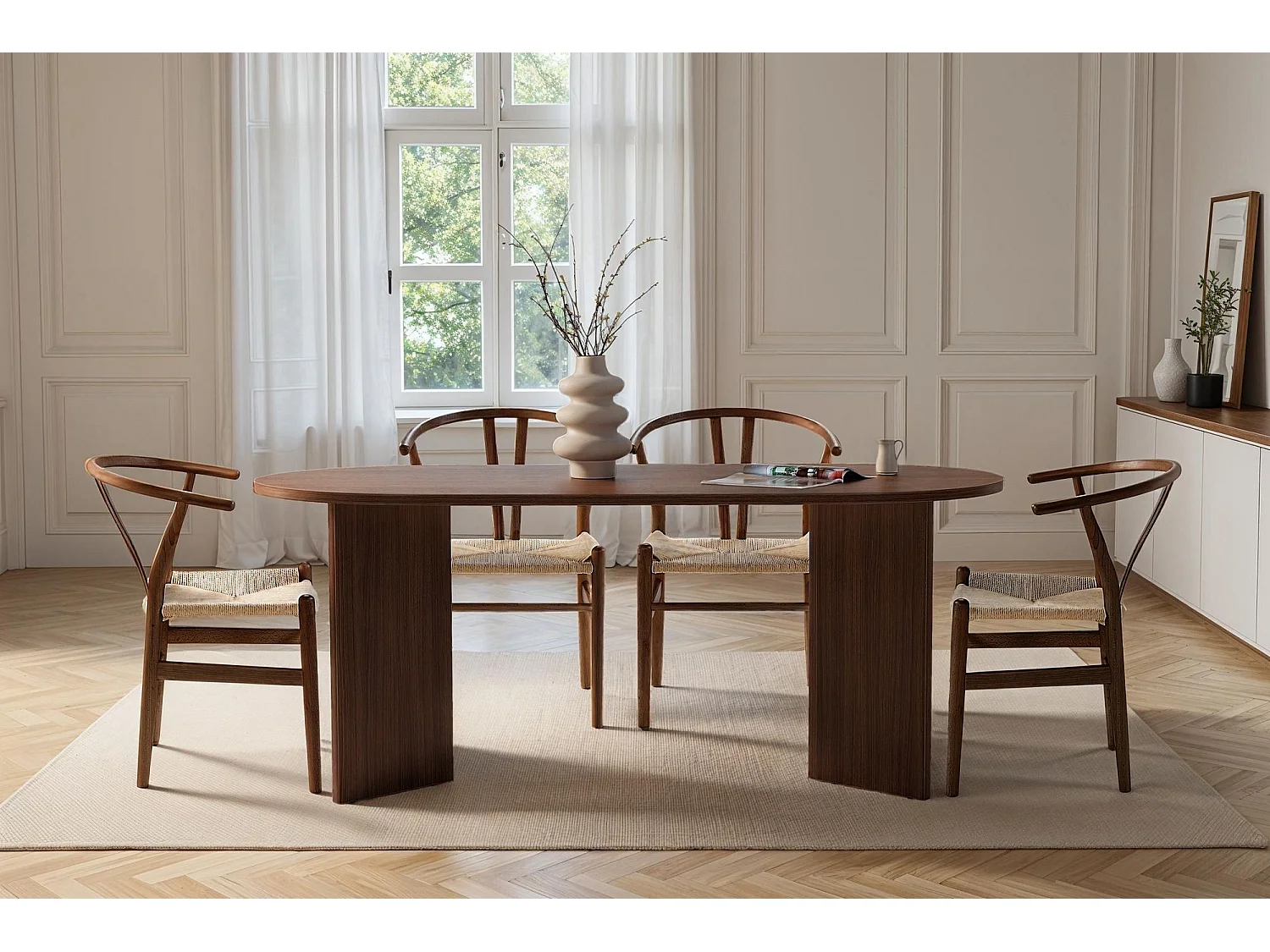 Table à manger en bois "Sablin" - 180 x 89 x 75 cm - Noyer