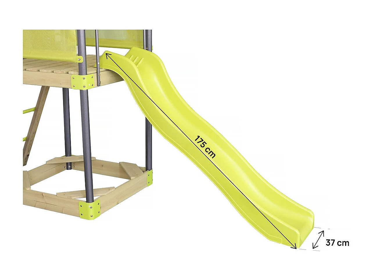 Columpio metálico "Sohane" con tobogán y arenero - Verde