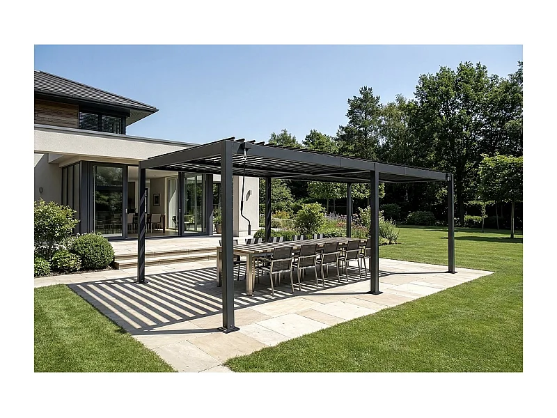 Zelfdragende aluminium bioklimatologische pergola "Kensington" - 3 x 6 m - Grijs
