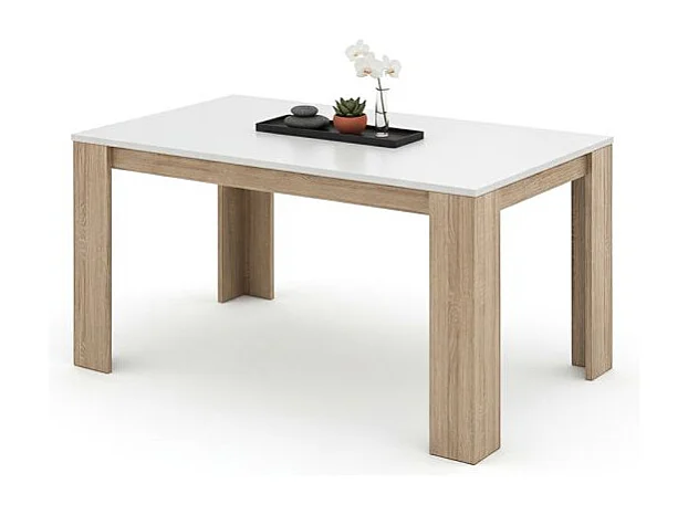 Mesa de comedor Naya en roble canadian y blanco artik 140X80 cm Roble Canadian - Blanco Artik (Blanco Mate)