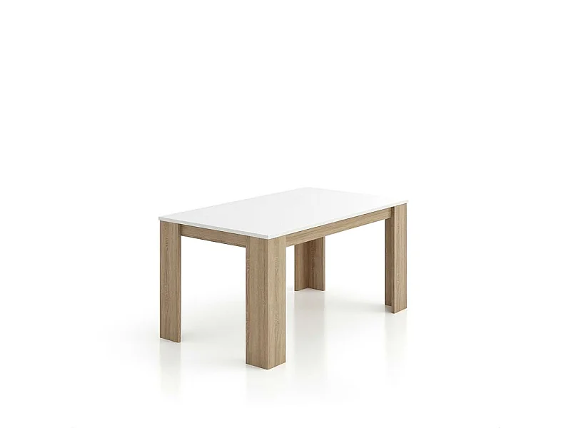 Mesa de comedor Naya en roble canadian y blanco artik 140X80 cm Roble Canadian - Blanco Artik (Blanco Mate)