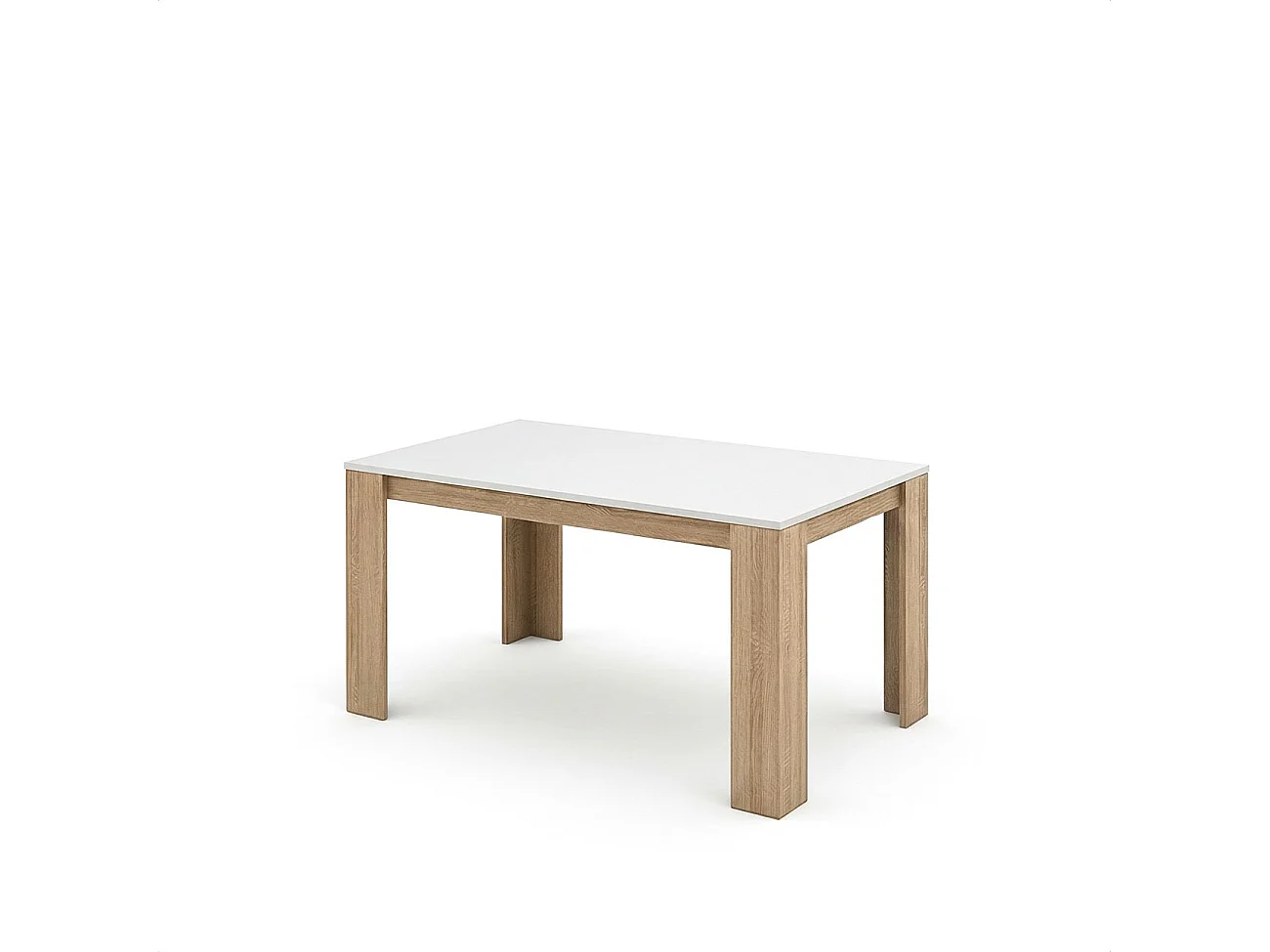Mesa de jantar Naya em carvalho canadiano e artik branco 140X80 cm