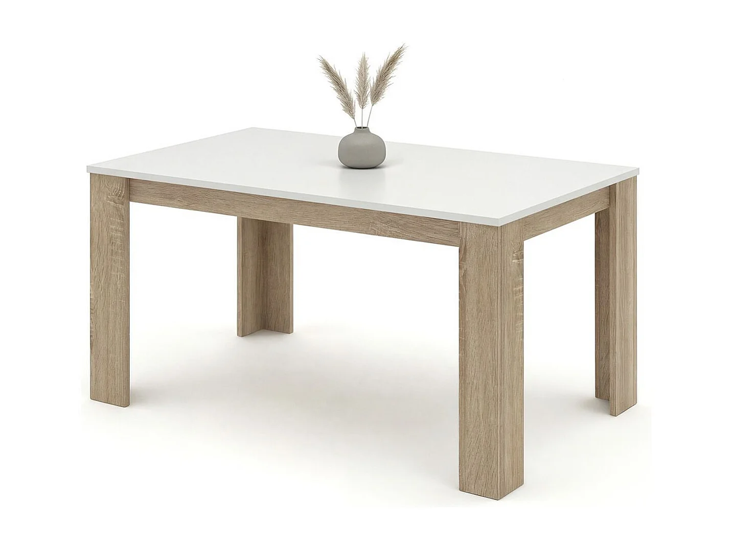 Mesa de jantar Naya em carvalho canadiano e artik branco 140X80 cm