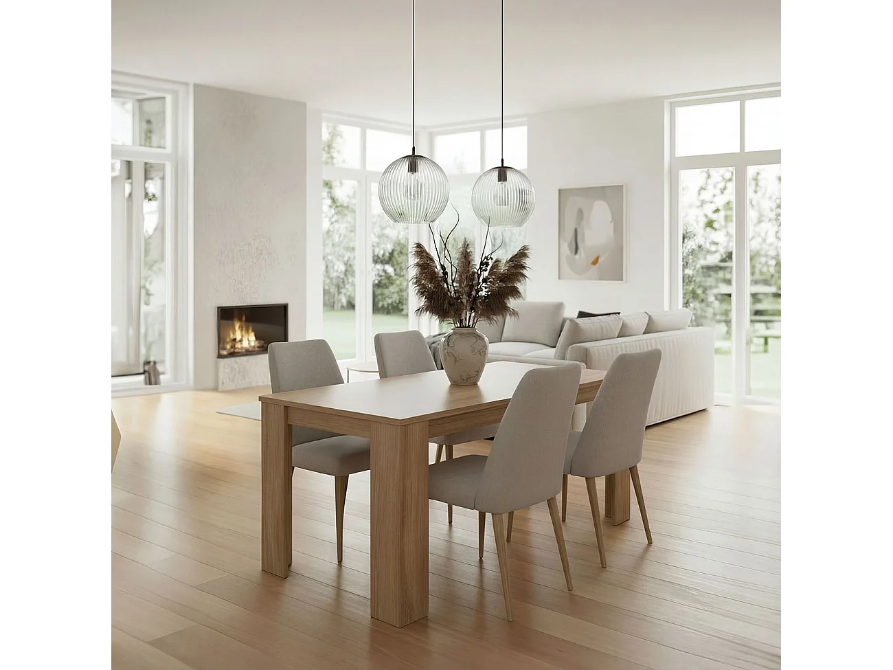 Mesa de jantar Naya em carvalho canadiano 140X80 cm