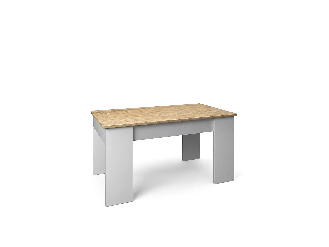 Mesa de centro elevable en blanco artik y roble canadian Norak Blanco Artik (Blanco Mate) - Roble Canadian