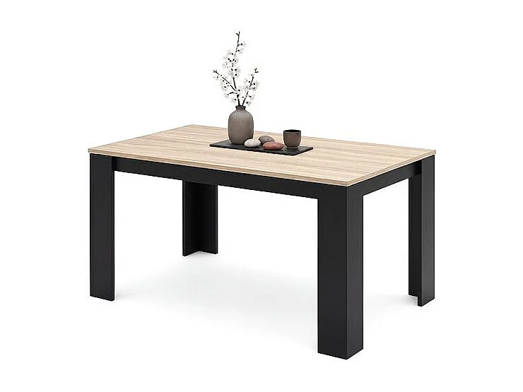 Mesa de comedor Naya en negro y roble canadian 140X80 cm Negro - Roble Canadian