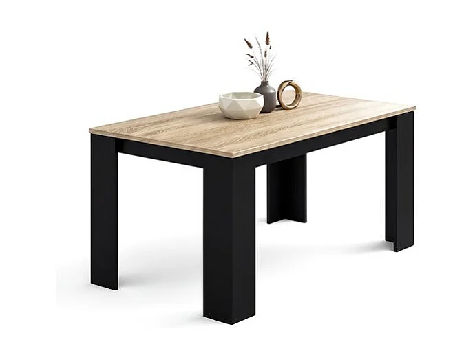 Mesa de jantar Naya em preto e carvalho canadiano 140X80 cm