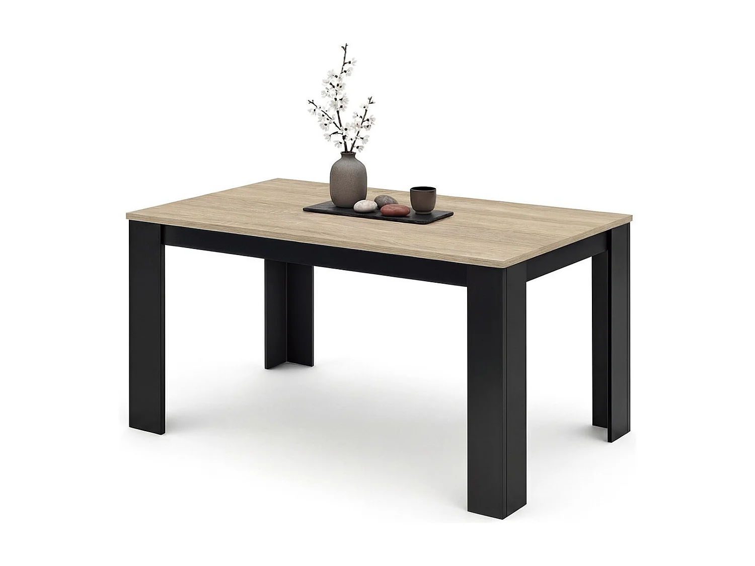 Mesa de jantar Naya em preto e carvalho canadiano 140X80 cm