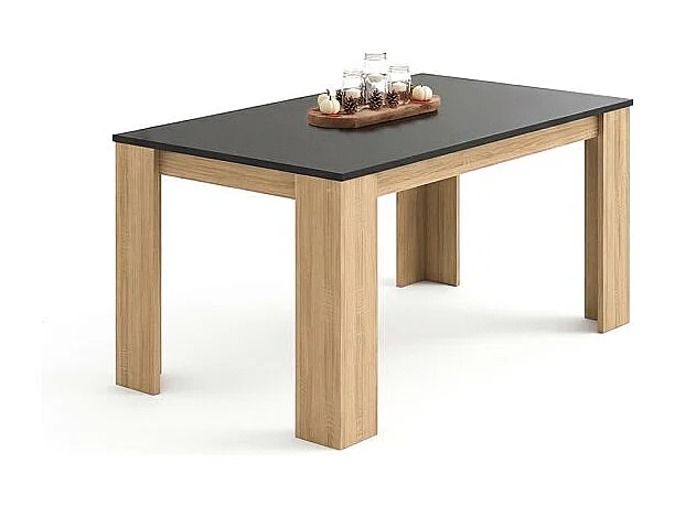 Mesa de comedor Naya en roble canadian y grafito 140X80 cm Roble Canadian - Grafito