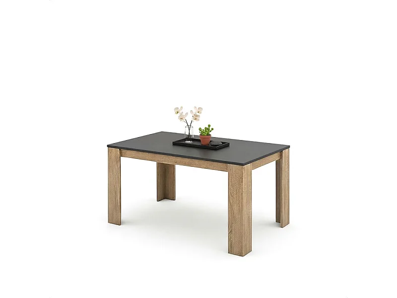 Mesa de jantar Naya em carvalho canadiano e grafite 140X80 cm