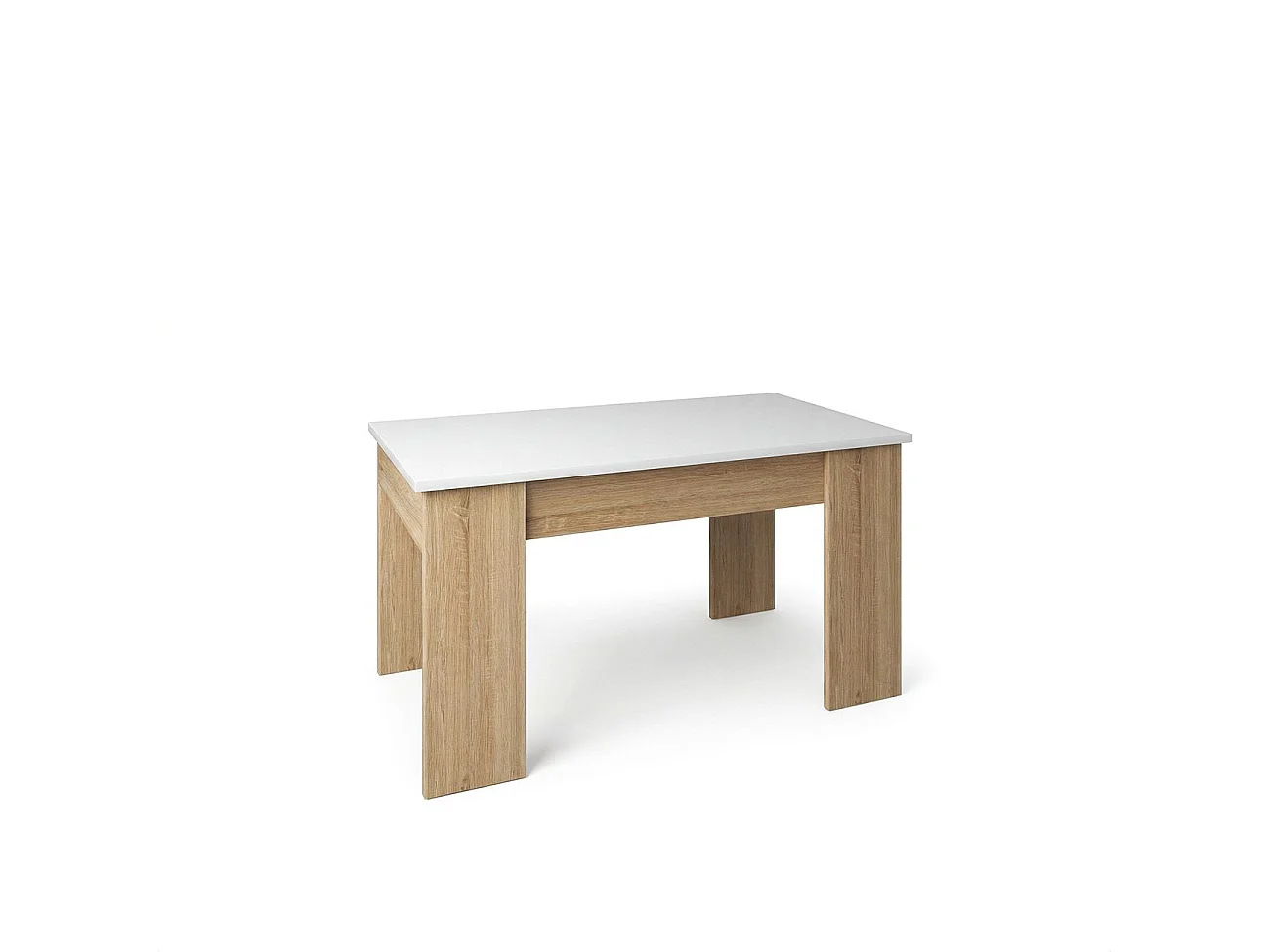 Mesa de centro elevable en roble canadian y blanco artik Norak Roble Canadian - Blanco Artik (Blanco Mate)